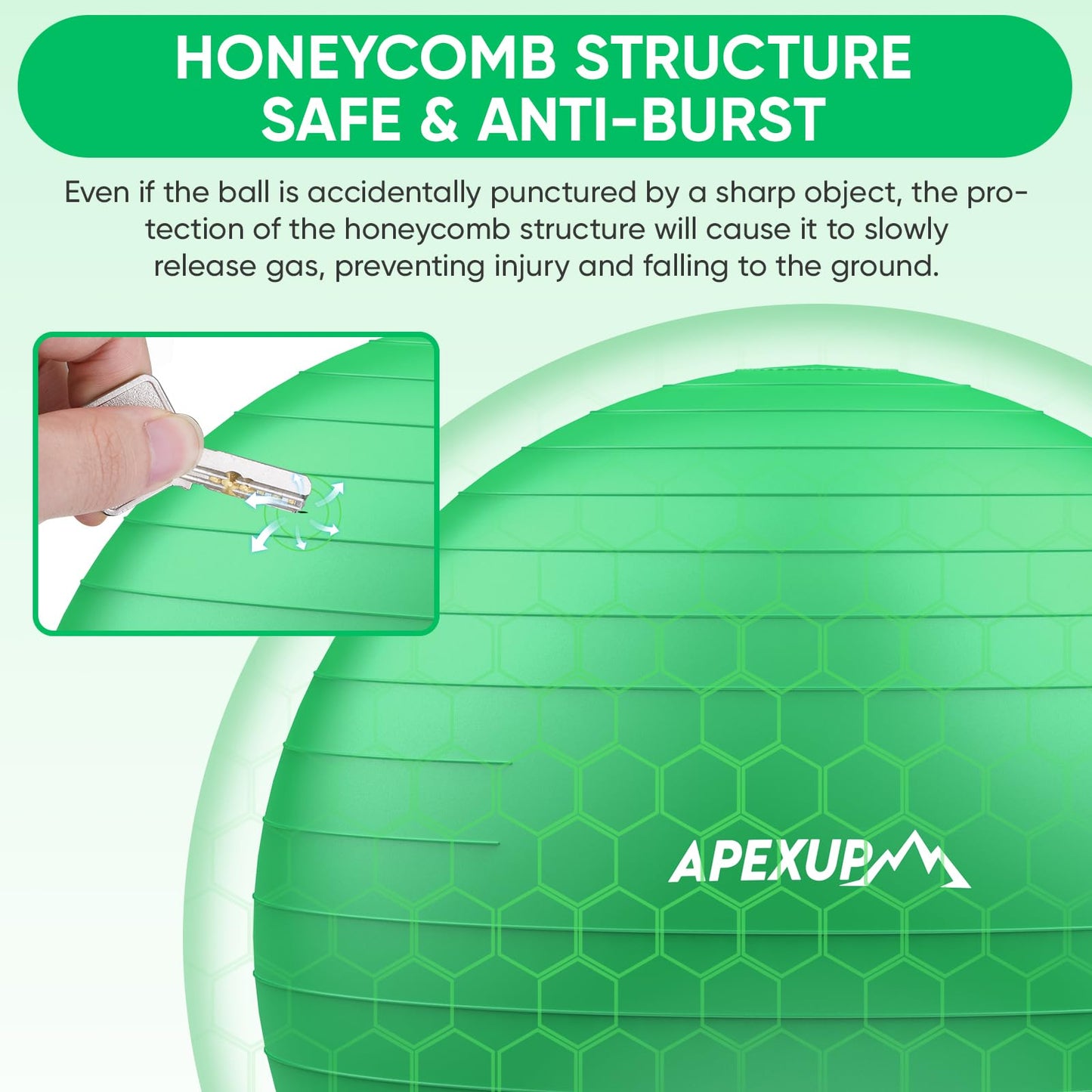 APEXUP Yoga Ball, 660 lbs Anti-Burst Exercise Ball with Pump, 5 Sizes (XXL(31"~34") 85cm, Dark Green)