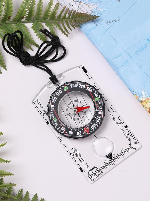 Acrylic Orienteering Compass, 360° Rotating Bezel with Azimuth Bearing, Pocket Compass for Hiking, Survival & Outdoor Navigation, Transparent