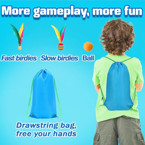 Beach Paddle Ball Set - Funny Paddleball Rackets Game, Comfortable Anti-Slip Grip, Outdoor Sports Toys for Adults Family Games Beach Yard Lawn Party Supplies, Blue Green