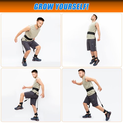 AA deLuxe | Jump Dunk Vertical Leg Bands Trainer for Basketball, Football, Volleyball, and Strength Training. Tester Exercise Plyometric Jumptrainer Equipment. With high Resistance for higher Jumping.