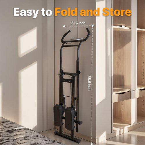 MACYO Stair Stepper for Home Workout - Full-Size Foot Pedals with Tablet Holder, Foldable Stepping Climbers, Easy Assembly, Compact Design for Cardio & Leg Training (Black)