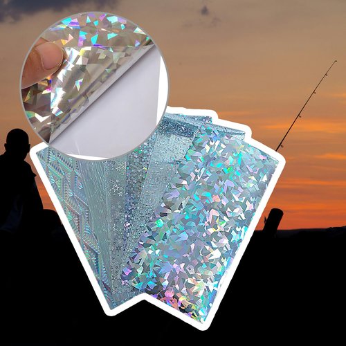 WERQA 10Pcs Holographics Adhesive Film Reflective Fishing Lure Stickers Waterproofs Flashing Fishing Lure Tape Easy to Use