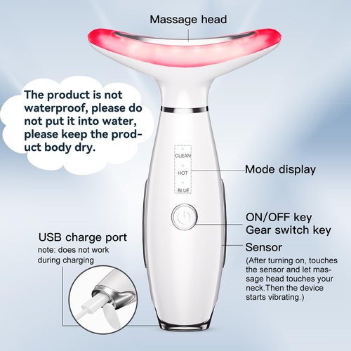 3-in-1 Beauty Massager for Face and Neck, Based on Triple Action LED, Thermal, and Vibration Technologies for Skin Care,Improve,Firm,Tightening and Smooth
