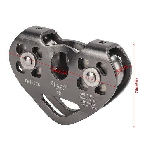 Zipline Swivel Pulley Rock Climbing Aluminum Tandem Speed Double Trolley Mountaineering Gray ZWA006