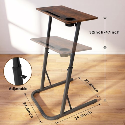 Semohop Treadmill Desk with Wheels,Small Portable Walking Pad Desk,Mobile Bike Trainer Table,Rolling Table Adjustable Height for Laptop,Indoor Cycling Trainer Stand,Bedside Table