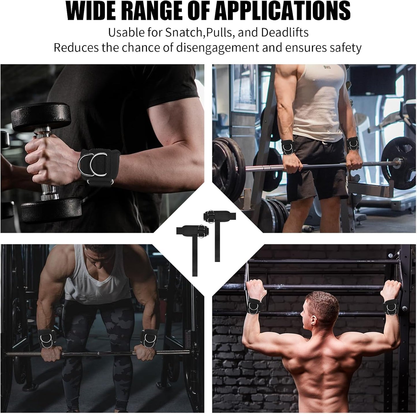 2Pcs Weightlifting Straps with D Ring,Adjustable Wrist Straps for Weightlifting,Fitness for Men and Women,Suitable for Gym, Deadlift, Strength Training