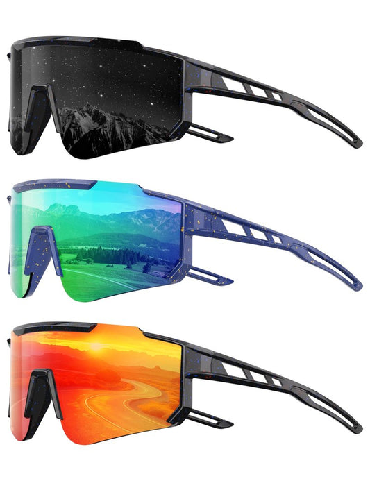 Foliful Kids Polarized Baseball Sunglasses for Boys Girls - Youth Softball Cycling Sports Sunglasses UV Protection Lightweight Goggles, Grey/Green/Red