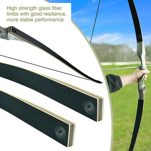 Black Hunter Takedown Longbow, GLURAK 60" Wooden Archery Bow Hunting Bow - Right Handed Longbow for Beginner Training Practice, 35lb
