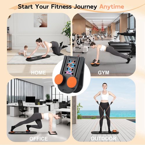 Pilates Board - Multifunctional Pilates Board for Home Workout with Smart Timer ,Portable and Foldable Pilates Board for Women, Travel-Friendly Pilates Reformer Set with Storage Bag (Black)