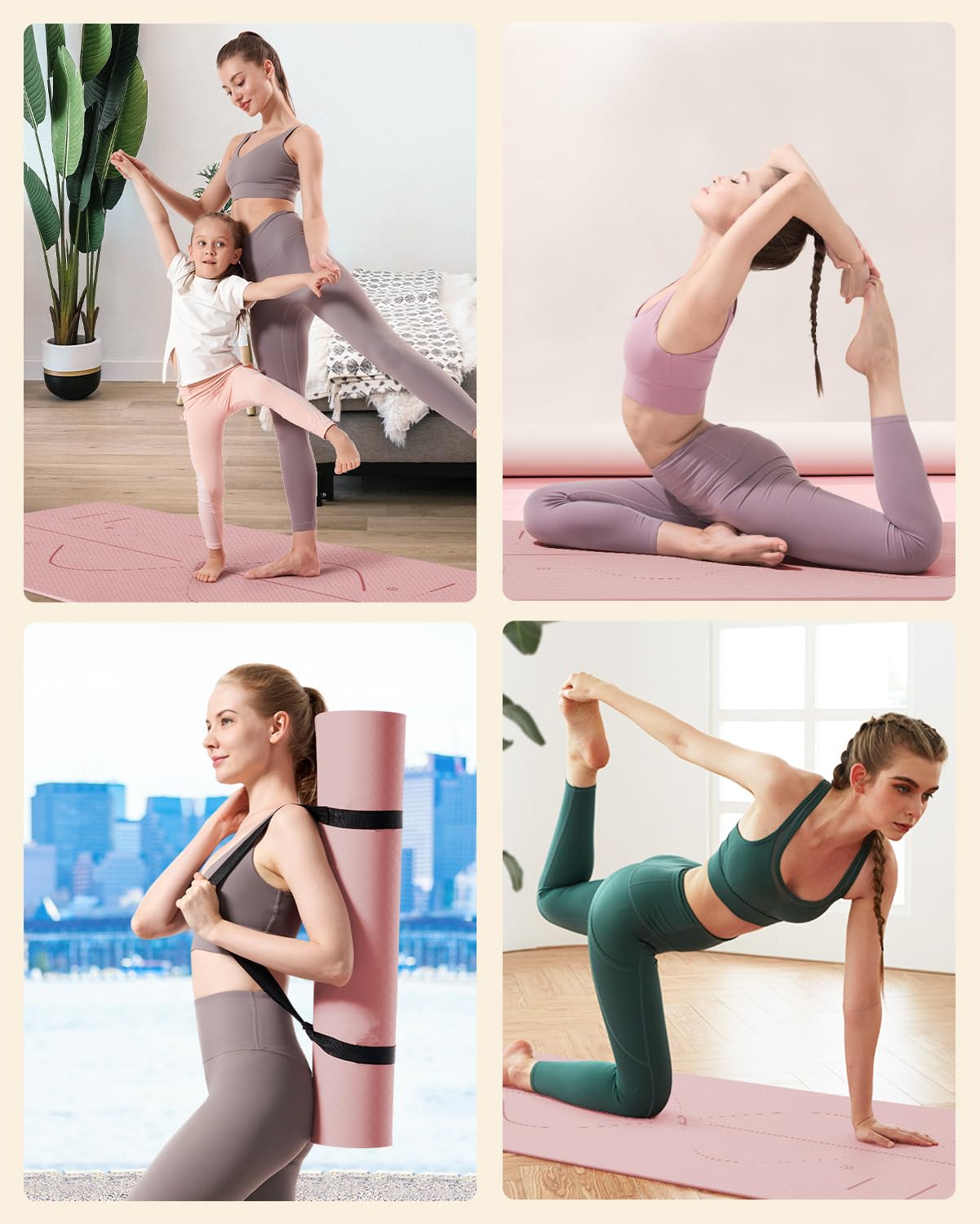 Thick Yoga Mat, YOTTOY Large 72"x 32"x1/3" Widen Professional Non-Slip Alignment Marks Yoga Mats,Eco-Friendly TPE Odorless Mats for Women Men Home Workout with Strap Bag (Blue)