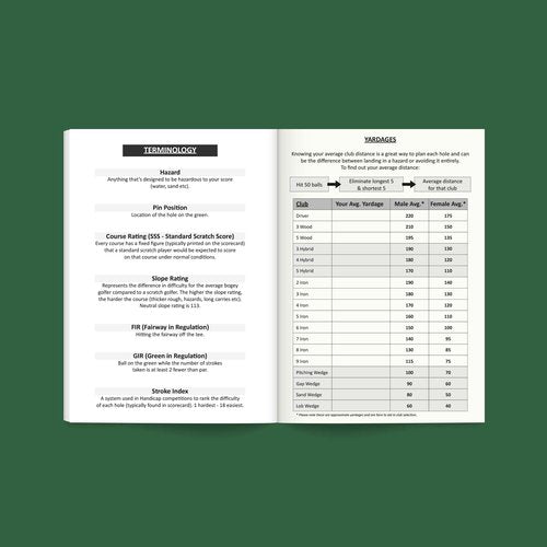 Golf Log Pocket Notebook - Progress Tracker, 50 Detailed Rounds, Yardage Section, Golf Terminology & Game Formats