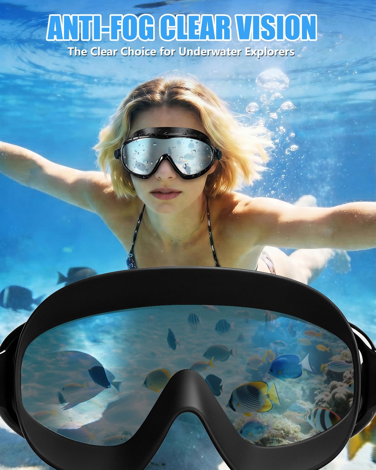 Aegend Swim Goggles for Adult Youth - 2 Pack Wide View Anti-Fog Anti-UV Swimming Goggles for Men & Women (Black & Black Silver)