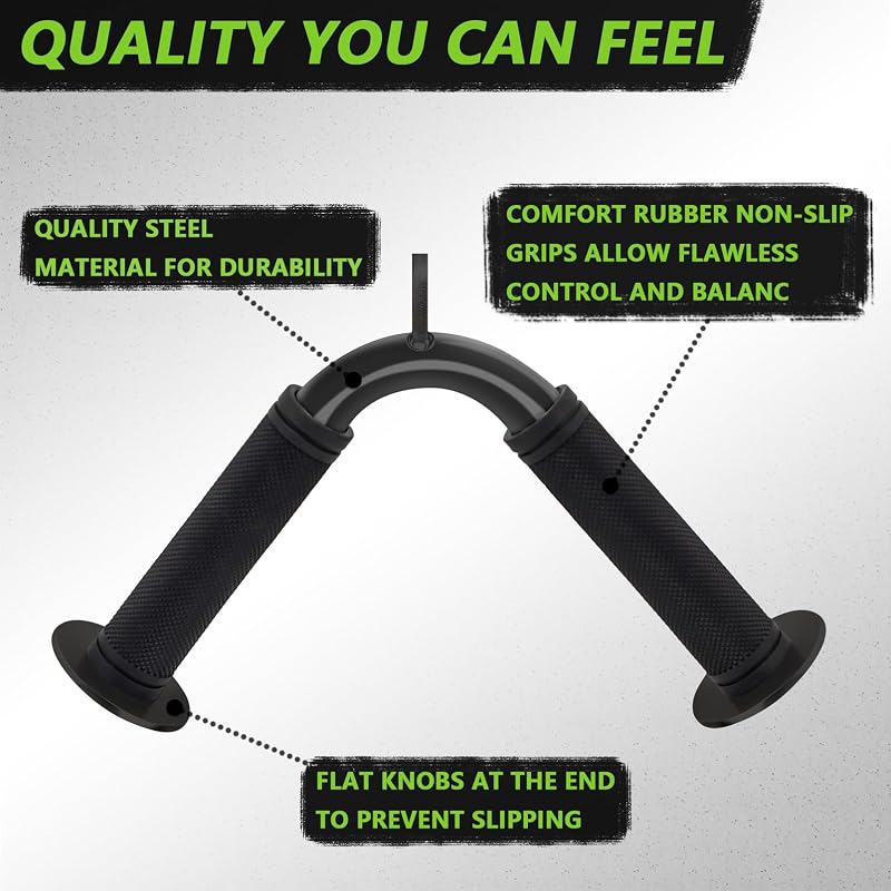 Tricep Push-Down V Bar Attachment – 5.9 x 11.5 in, Non-Slip Rubber Grip, Steel, Black (Variation: Black V Bar)