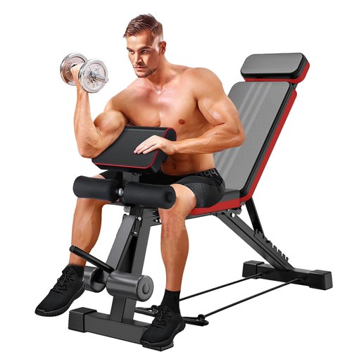 BAOKALER Adjustable Weight Bench, Workout Bench with Extended Headrest, Foldable Weight Bench for Home Gym, Incline Bench for Full Body Workout, Load 770LBS, 7-Level Adjustable