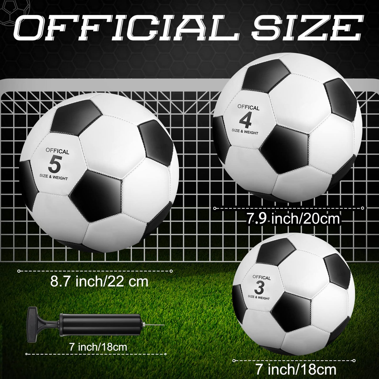 HyDren 8 Pcs Soccer Balls Bulk with Pump Deflated Official Size Sport Soccer Ball for Kid Adult Game Match Indoor Outdoor Gift for Back to School Sports Game Birthday Party Gift(Size 5)