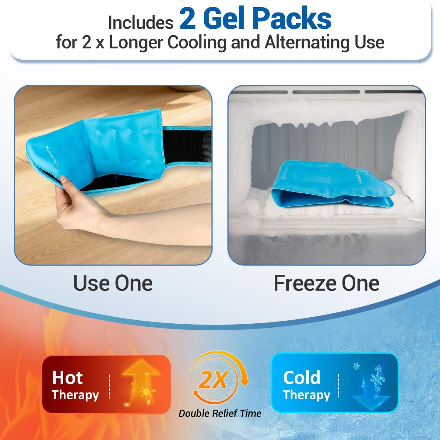 Comfytemp Ankle Ice Pack Wrap Brace for Swelling, Foot Pain Relief, 2 Gel Packs for Injuries Reusable, Hot Cold Compress Therapy for Plantar Fasciitis Relief, Heel Spur, Achilles Tendonitis, Swelling