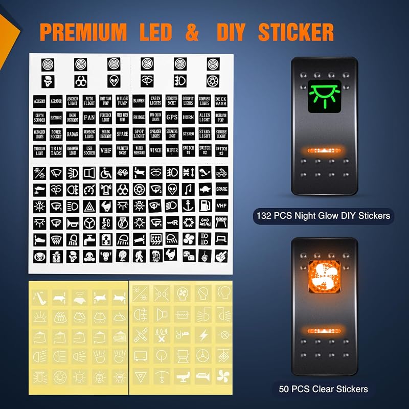 Nilight 2-Gang Rocker Panel with PD Type-C USB Charger & Voltmeter - Amber Variation