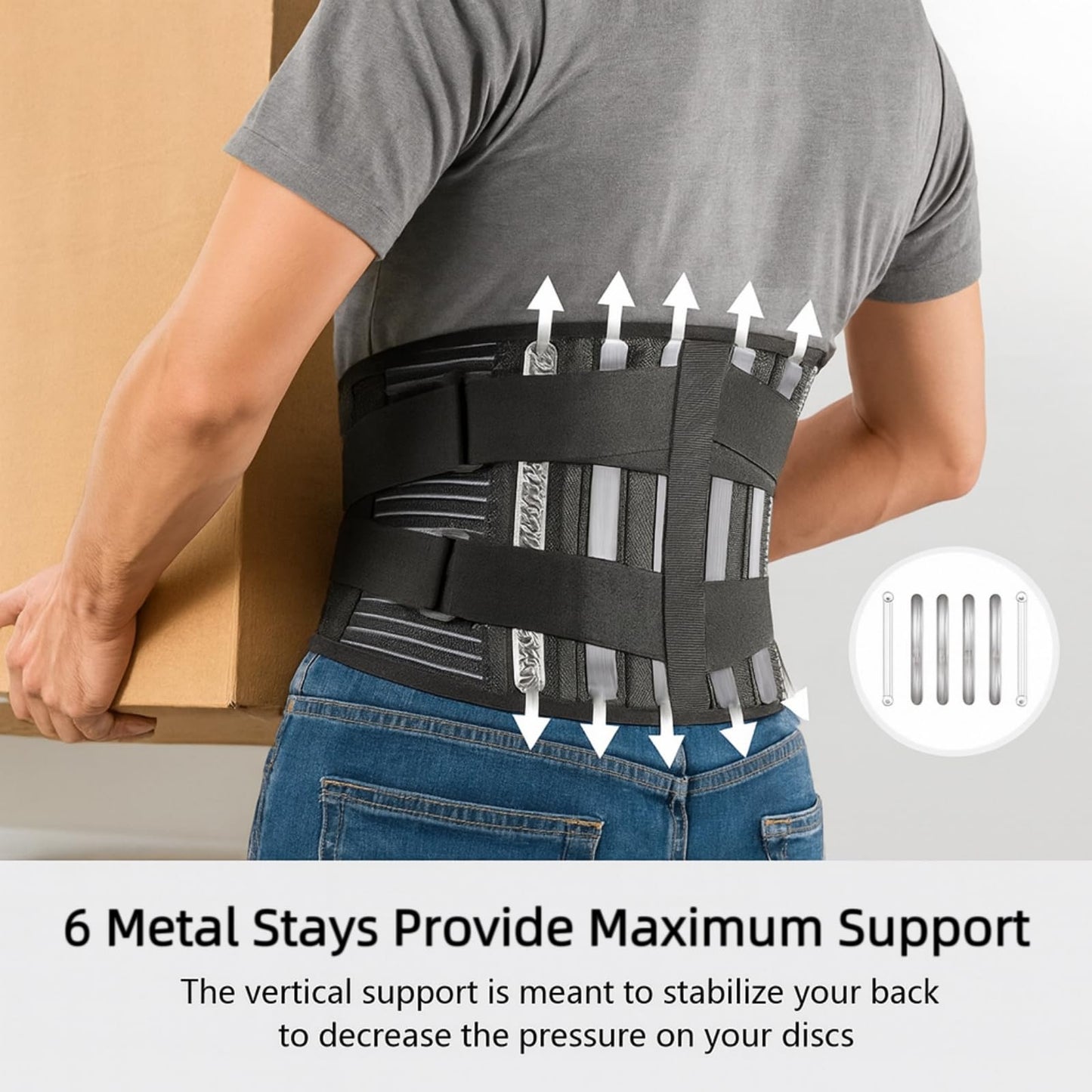 GooseFit Back Brace for Lower Back Pain Relief with Removable Lumbar Pad, Adjustable Back Support Belt for Men & Women, Breathable Mesh Lumbar Support for Sciatica, Herniated Disc, Scoliosis (Medium)