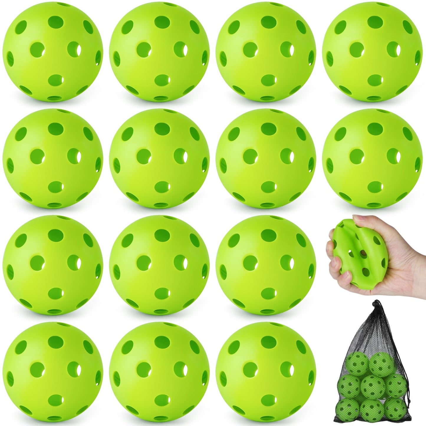 Coopay 14 Pack Baseball Practice Balls Plastic Training Balls Lightweight Hollow Softballs for Hitting, Baseball Training Indoor Outdoor Use (Green)