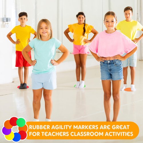 Haull 60 Pcs Spot Markers Floor Spots with Bag Non Slip Vinyl Poly Dots for Gym Floor Basketball Football Soccer Sports Speed Agility Training Gym Dance Classroom(6 Inch)