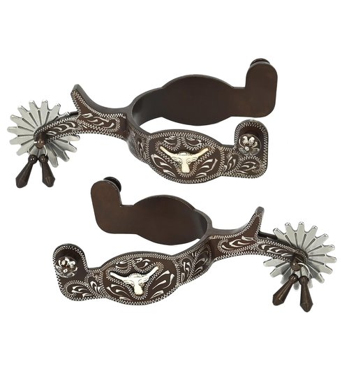 Gtouse Western Cowboy Spurs, 1 Pair Western Spurs, Vintage Carved Bronze Low Carbon Horse Spurs, Men Women Western Horse Spurs with Rotatable Gear Proof for Equestrian Enthusiasts