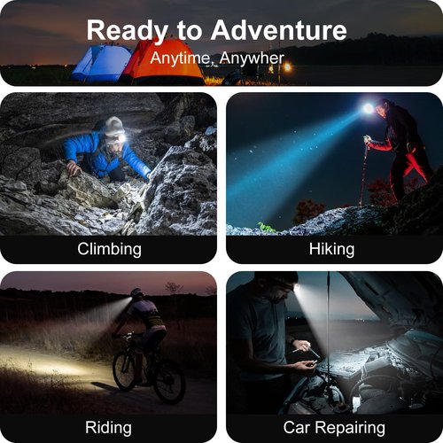 GloworPath Mini Rechargeable Headlamp Flashlight,Super Bright LED,Sensor Control, 5 Light Settings, IPX5 Waterproof & Lightweight, Ideal for Camping, Running & Hiking Outdoor (2 Pack) (Orange)