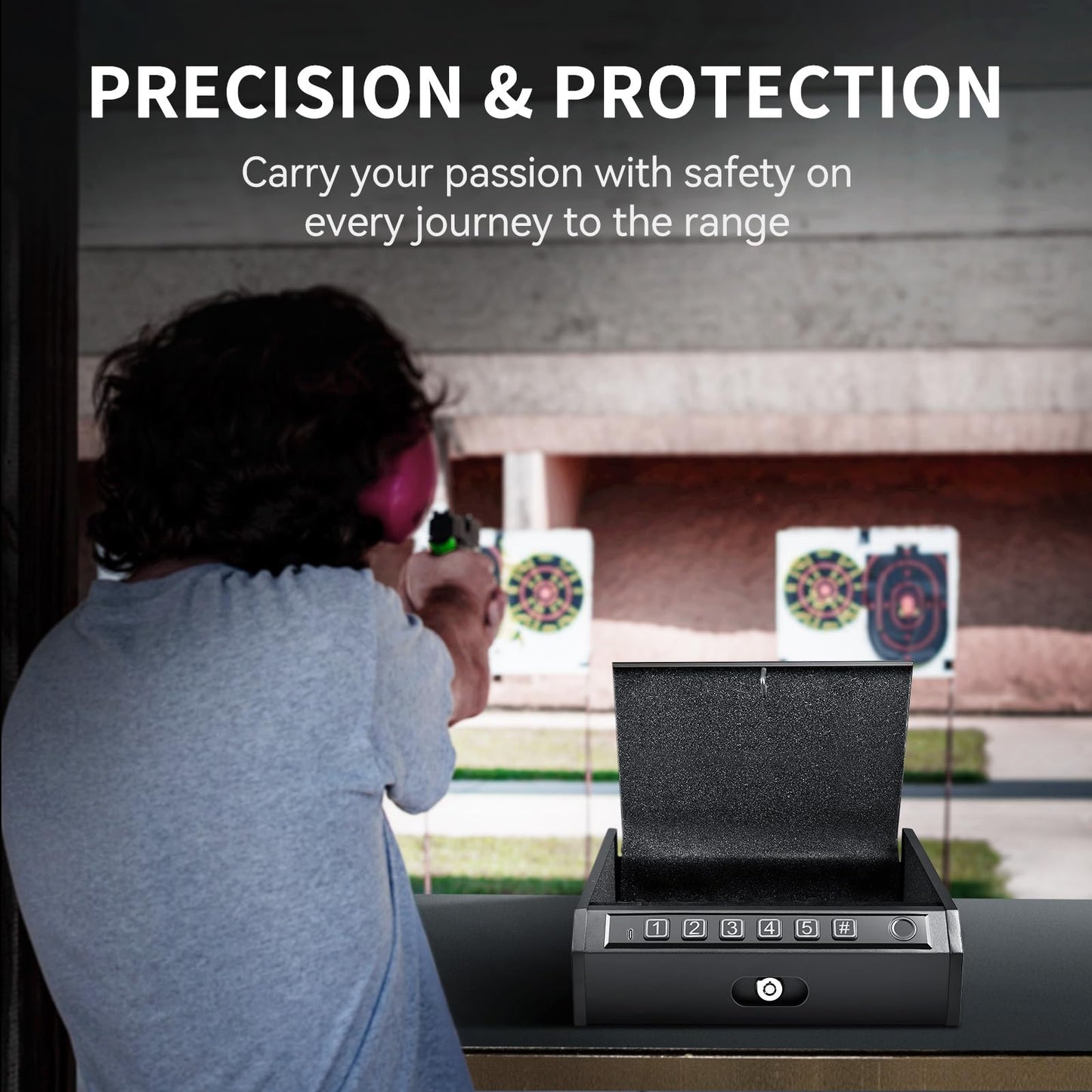 ADIMO Hand Gun Safe, Biometric Gun Safe for Handgun, Pistol with 3 Quick-Access Way Fingerprint/Keypad/Key, SafeBox w/Mute Function for Secure Storage for Bedside Nightstand Car