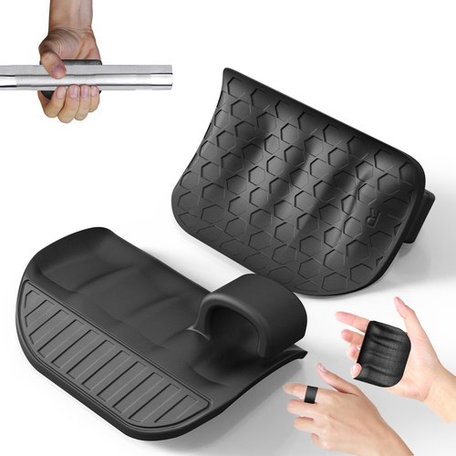 Updated Anti-Slip Sweatproof Workout Grips - Ergonomic Rubber Full Hand Protector Gloves for Weight Lifting, Pull-Ups, Gym Training and Exercise, for Men and Women (Black)