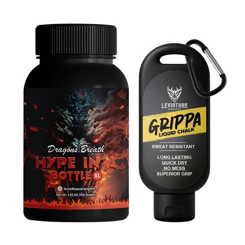 Gym Bundle – Hype in a Bottle Smellling Salts (Pre-Activated, 0.8oz) + Grippa Liquid Chalk | Focus & Grip Enhancer for Weightlifting, PRS, and Powerlifting