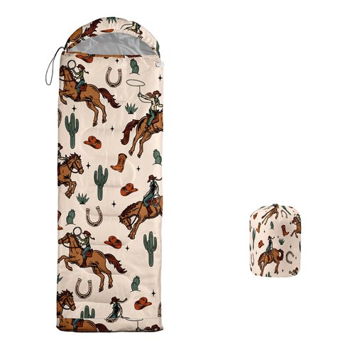 lneffble Cowboy Sleeping Bag for Kids Camping，Suitable for Children Boys and Girls Portable, Waterproof, Compact and Lightweight, Great for Outdoor Camping, Backpacking and Hiking