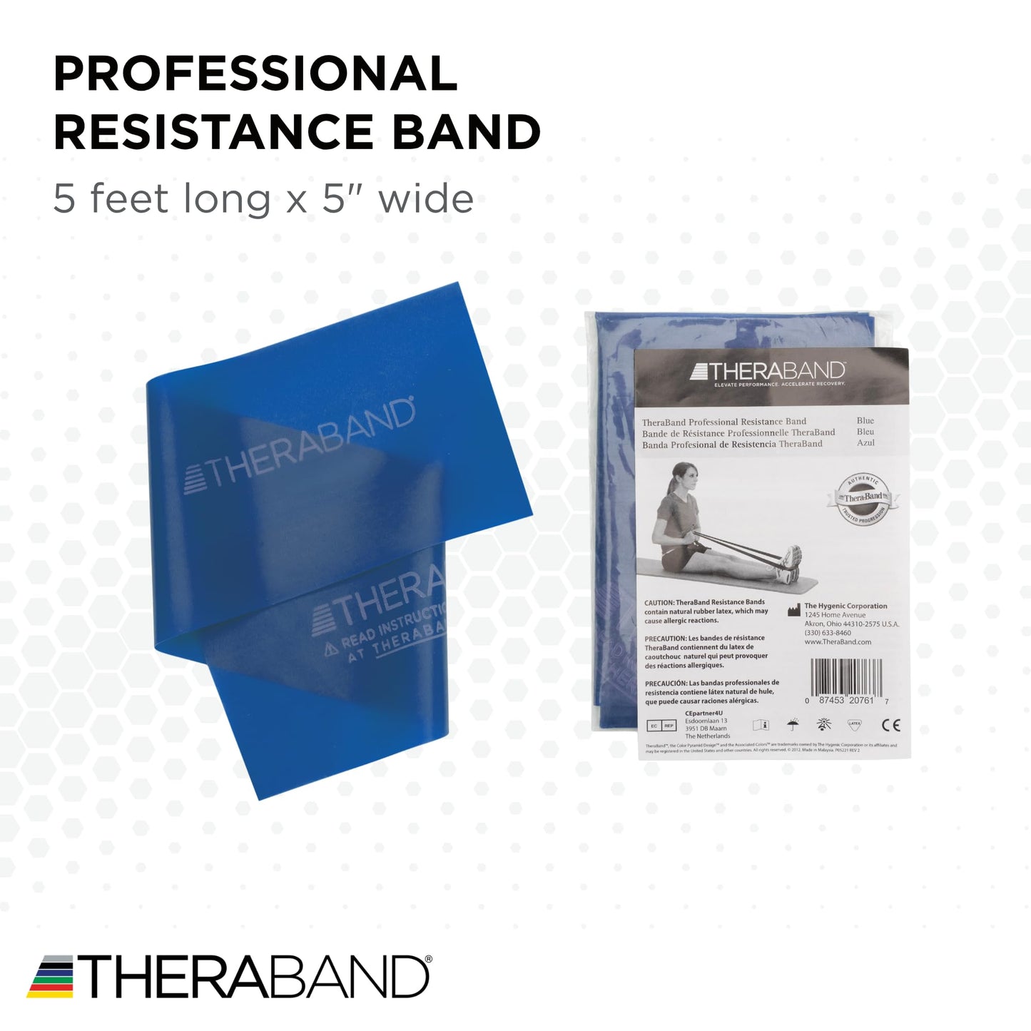 THERABAND Professional Resistance Band, Blue Level 4 Extra Heavy, 5 ft Exercise Band for Physical Therapy, Strength Training, Upper and Lower Body Workouts, Yoga and Pilates