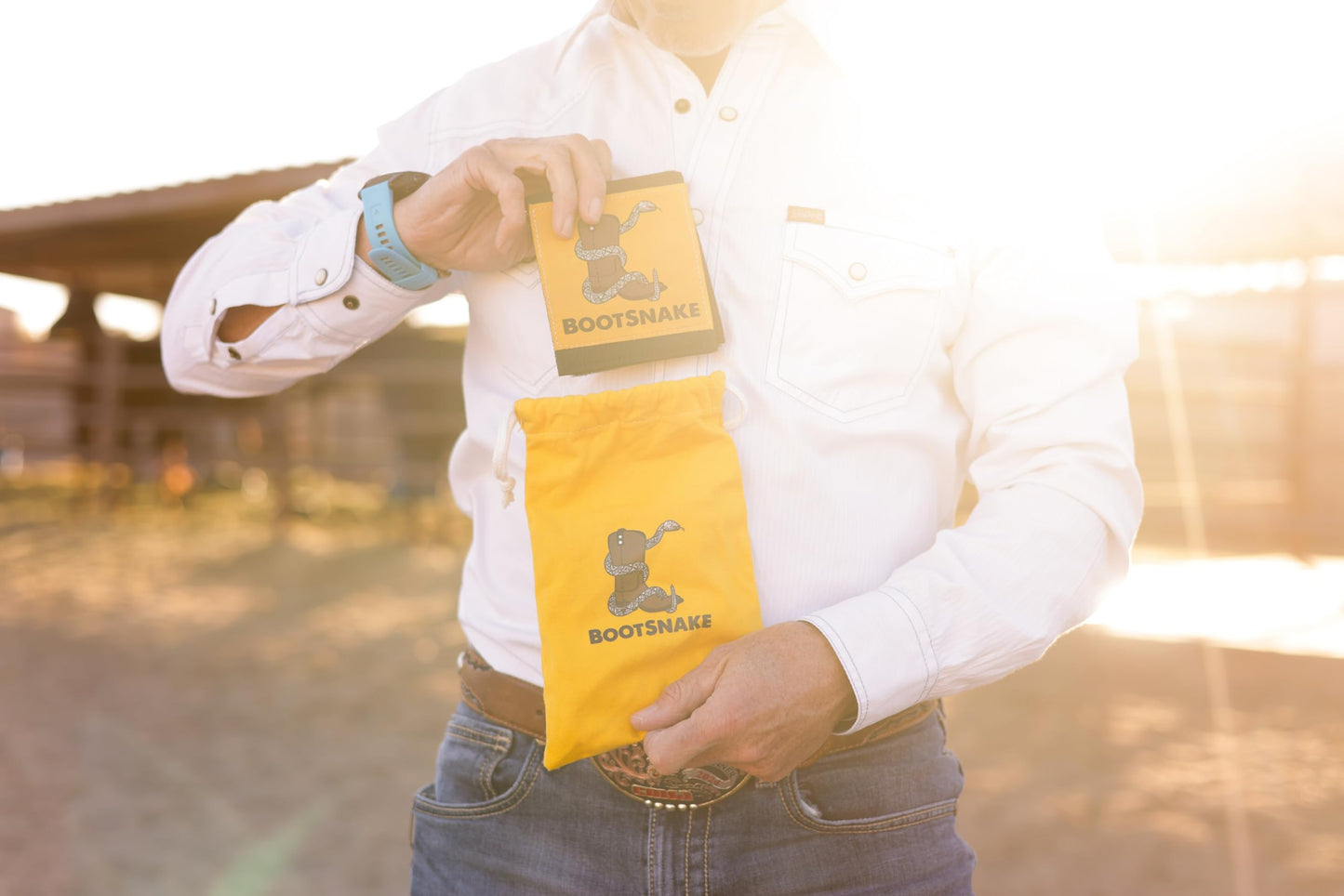 Bootsnake Cowboy Boot Accessory Strap, Reduces Boot Lines, Keeps Pant Legs Smooth, Blocks Dirt and Debris (Yellow, Standard)