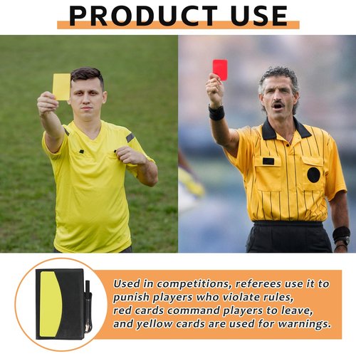 AzReference Soccer Referee Card Set, Red and Yellow Warning Cards with Record Paper, Pencil, Card Storage Wallet, Soccer Referee Kit for Football Matches, Training, Sports Games (2 Pack Cards)