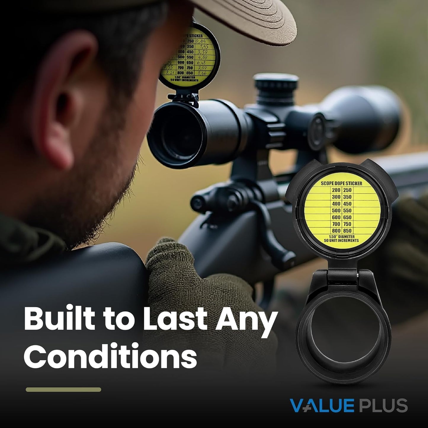 14 Pack Scope DOPE Sticker for Long-Range Shooting- Rifle Scope Sticker Can Be Used with Range Card and Dope Cards for Shooting -1.5 Inch Diameter- Fits Most Scope Caps - Made in the USA - Neon Yellow
