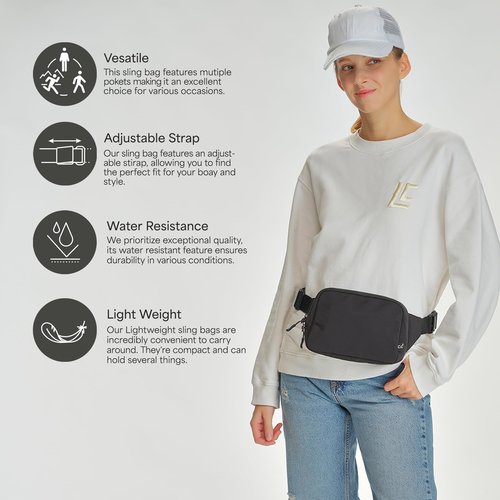 C.C Large Fanny Pack – Multi-Color Belt Bag, 100% Polyester, Adjustable Strap, Lightweight Waist Pack (Beige)