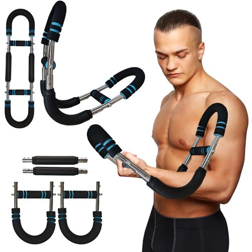 Twister Arm Trainer Chest Workout Equipment - 66-110lbs Adjustable Resistance Upper Body Muscle Strength Builder Clip Exerciser for Men - Home Gym Wrist Exercise Pectoral Strengthener Bar Device