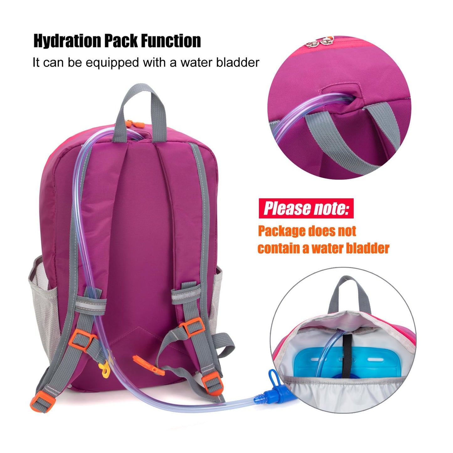 IVYGREEN Little Kids Hiking Backpack for Boys or Girls, Small Daypack for Camping or Travel (Purple, Medium)