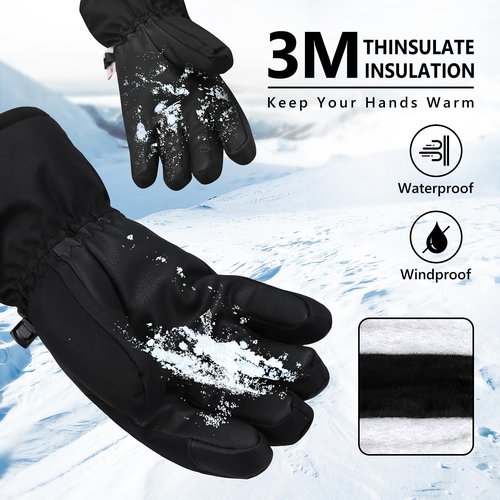 Ski Gloves, Warmest Waterproof and Breathable Snow Gloves for Cold Weather, Fits Both Men & Women,for Parent Child Outdoor