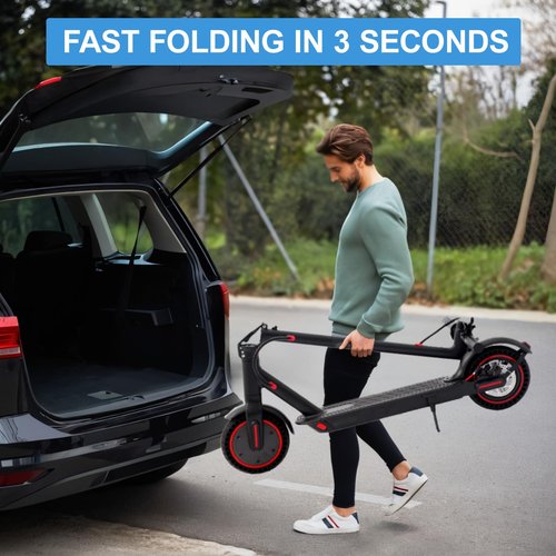 Adults Electric Scooter ，8.5"/10" Tires, 19/22Mph, 350W/500W Motor, 21-28 Miles Range, Folding E-Scooter with Dual Suspension and Braking System with App Control (W4-7.8Ah-350W)