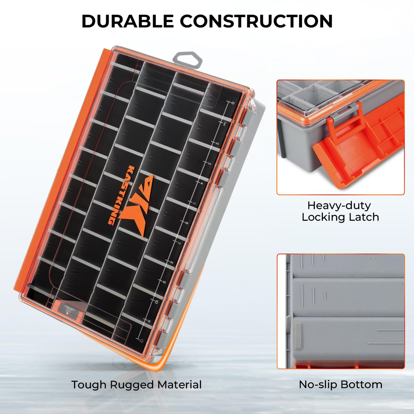 KastKing HyperSeal Waterproof Tackle Box, 3700 Deep Tackle Trays, Fishing Tackle Box Organizer With Removable Dividers, Fishing Gear & Fishing Accessories Storage, 2 Packs