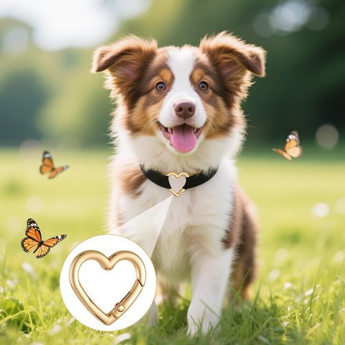4pcs Heart Shaped Keychain Clip Spring Snap Clasp Hook Heart Keychain Clasps Zinc Alloy Heavy Duty Carabiner for Camping Hiking Fishing Traveling (Gold)