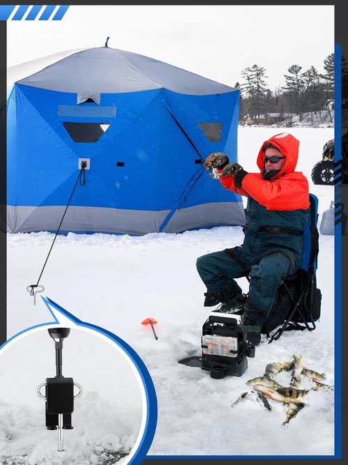 MADHOLLY Universal Ice Anchor Tool- Ice Anchor Power Drill Adapter Ice House Anchors for Ice Insert Sewing- Ice Shanty Anchors for Ice Fishing Shelter Tent, for Dad Gifts Ice Fishing Enthusiast