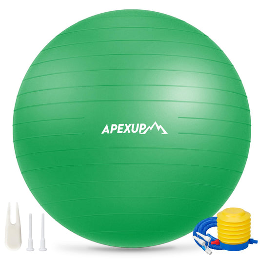 APEXUP Yoga Ball, 660 lbs Anti-Burst Exercise Ball with Pump, 5 Sizes (XXL(31"~34") 85cm, Dark Green)