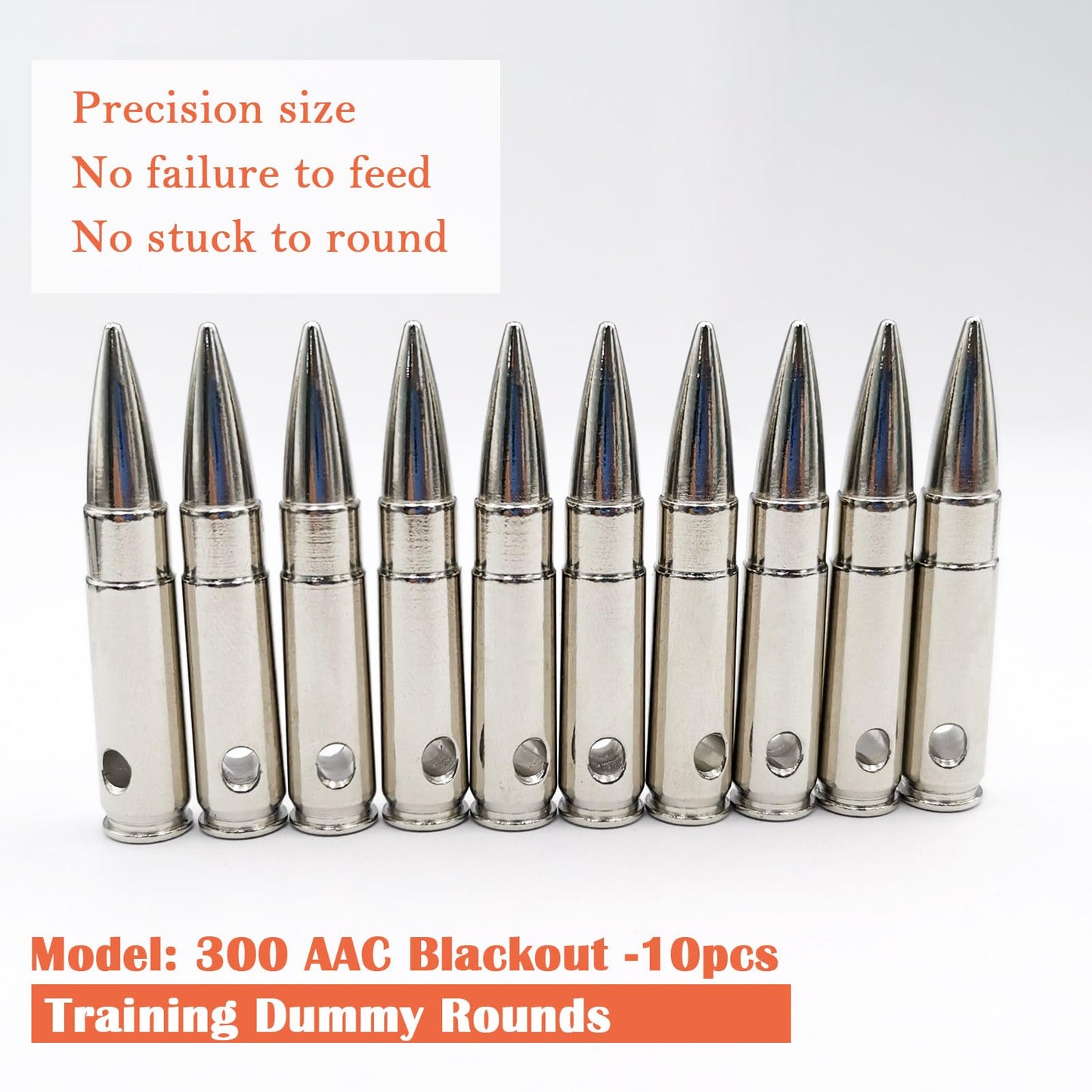 Bayattoo 300 AAC BLK Steel Safety Practice Rounds Action Trainer Dummy Round Dry Fire Training Snap Caps (10pk)