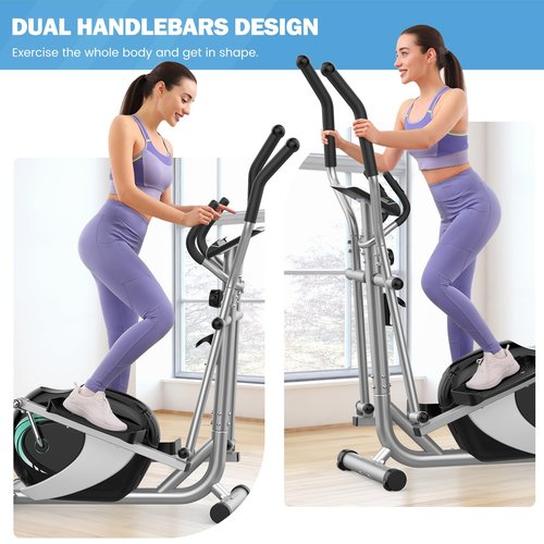 Elliptical Machine, Dripex Magnetic Elliptical Training Machines, Hyper-Quiet Fitness Cardio Elliptical Trainer w/ 6KG Flywheel, 8 Resistance Levels, Heart Rate Sensor, LCD Monitor & Device Holder