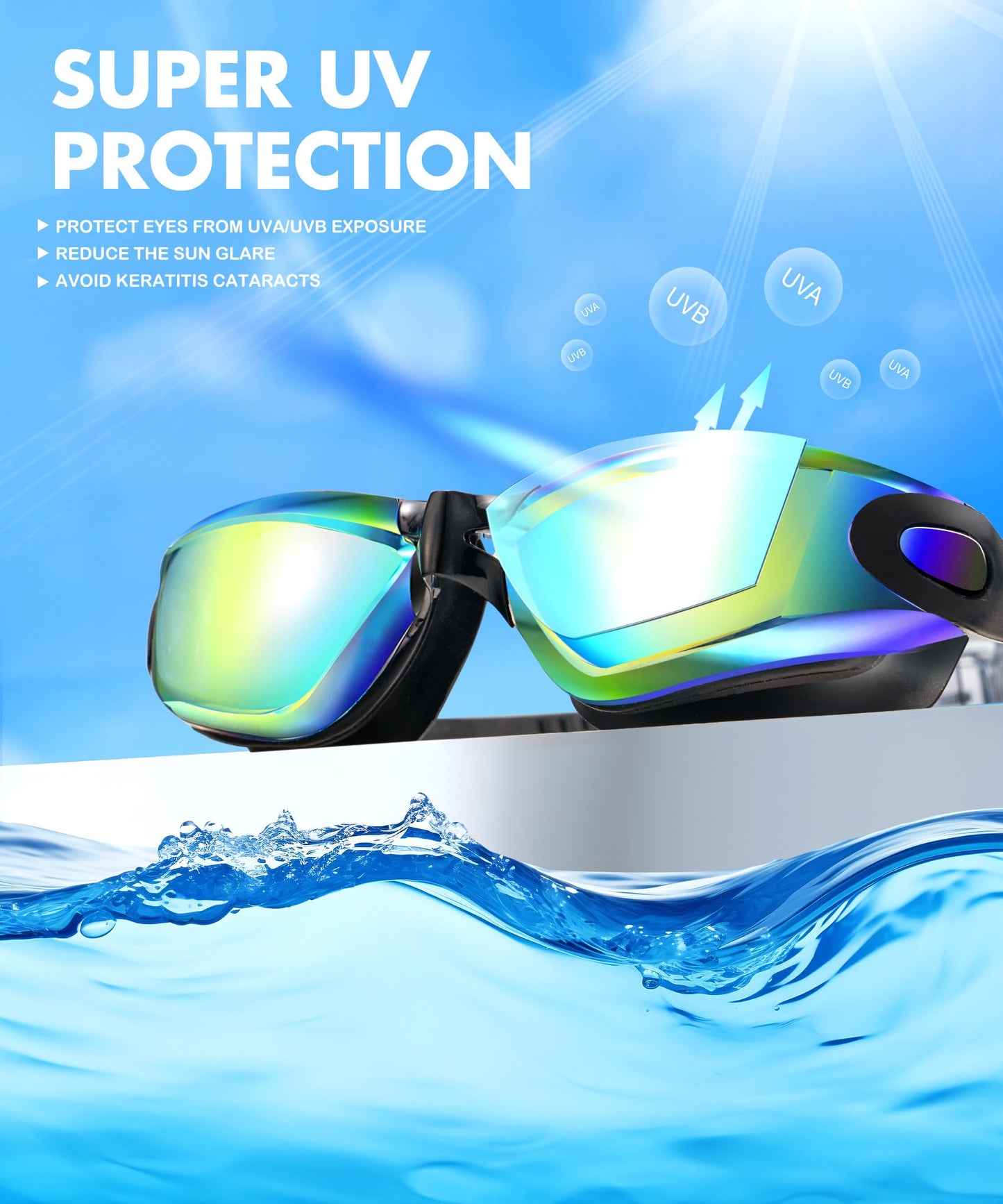 NSSIW Swim-Goggles-Adult-Women Goggles Swimming Men: Anti Fog Pool Goggles with UV400 and No Leak 2 Pack