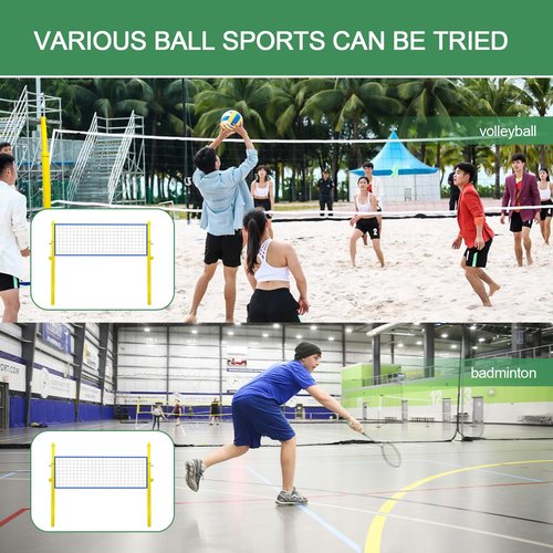 Volleyball Pole,Badminton Net Pole with Adjustable Height,Ground Inserted Steel Volleyball Pole Set with Embedded Part,for Indoor Gym or Outdoor Park School Use