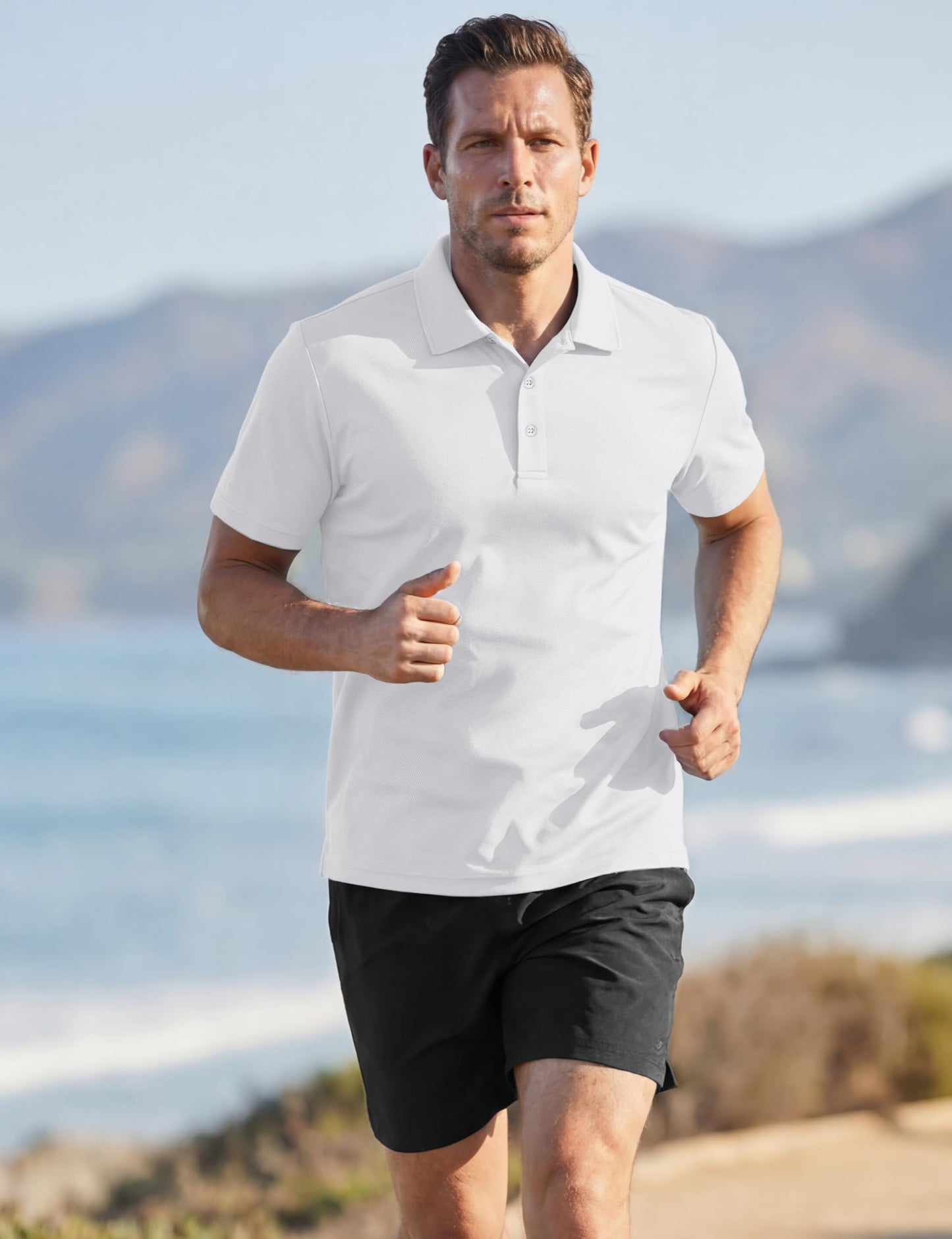 TACVASEN Mens Golf Shirt Dry Fit Mens Polo Shirts Short Sleeve Performance Golf Polos for Men with Collar Work Shirts White, 2XL