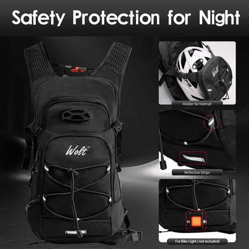 WOLT Hydration Backpack 18L Hiking Water Backpack with 2L Water Bladder for Men Women, Hydration Pack for Running Cycling Biking and Climbing (Black)