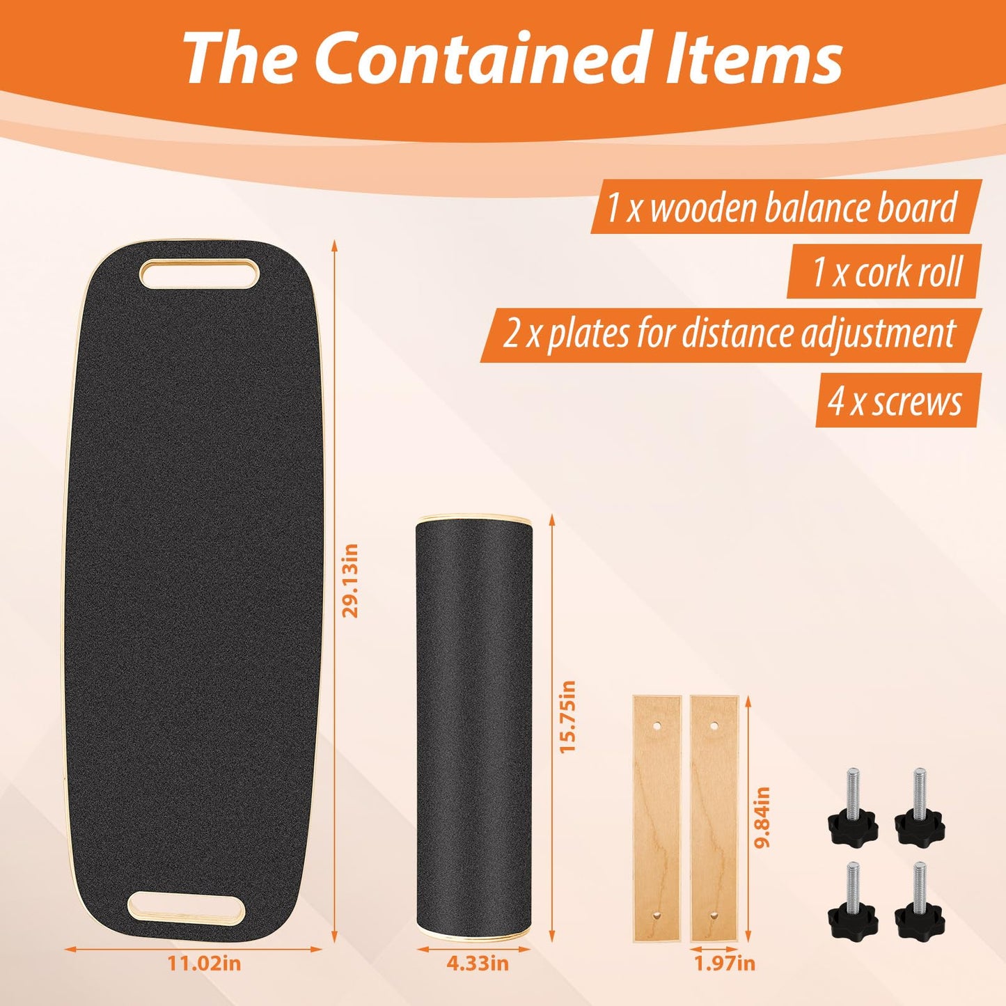 Balance Board for Adults | Wobble Board with Adjustable Stoppers - 3 Different Distance Options | Wooden Balance Boards for Improve Balance, Surf Trainer & Physical Therapy